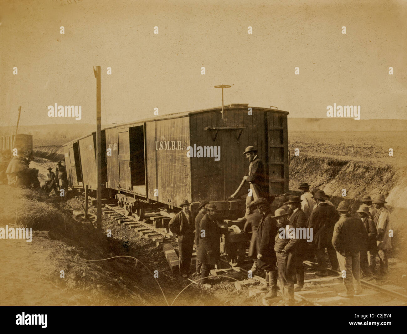 Relitto causato dalla rottura di un semiasse di un auto in Loudon e Hampshire Railroad, Marzo 28th, 1863 Foto Stock