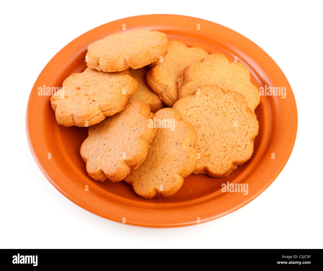 Piatto di cannella cookies isolato su bianco Foto Stock