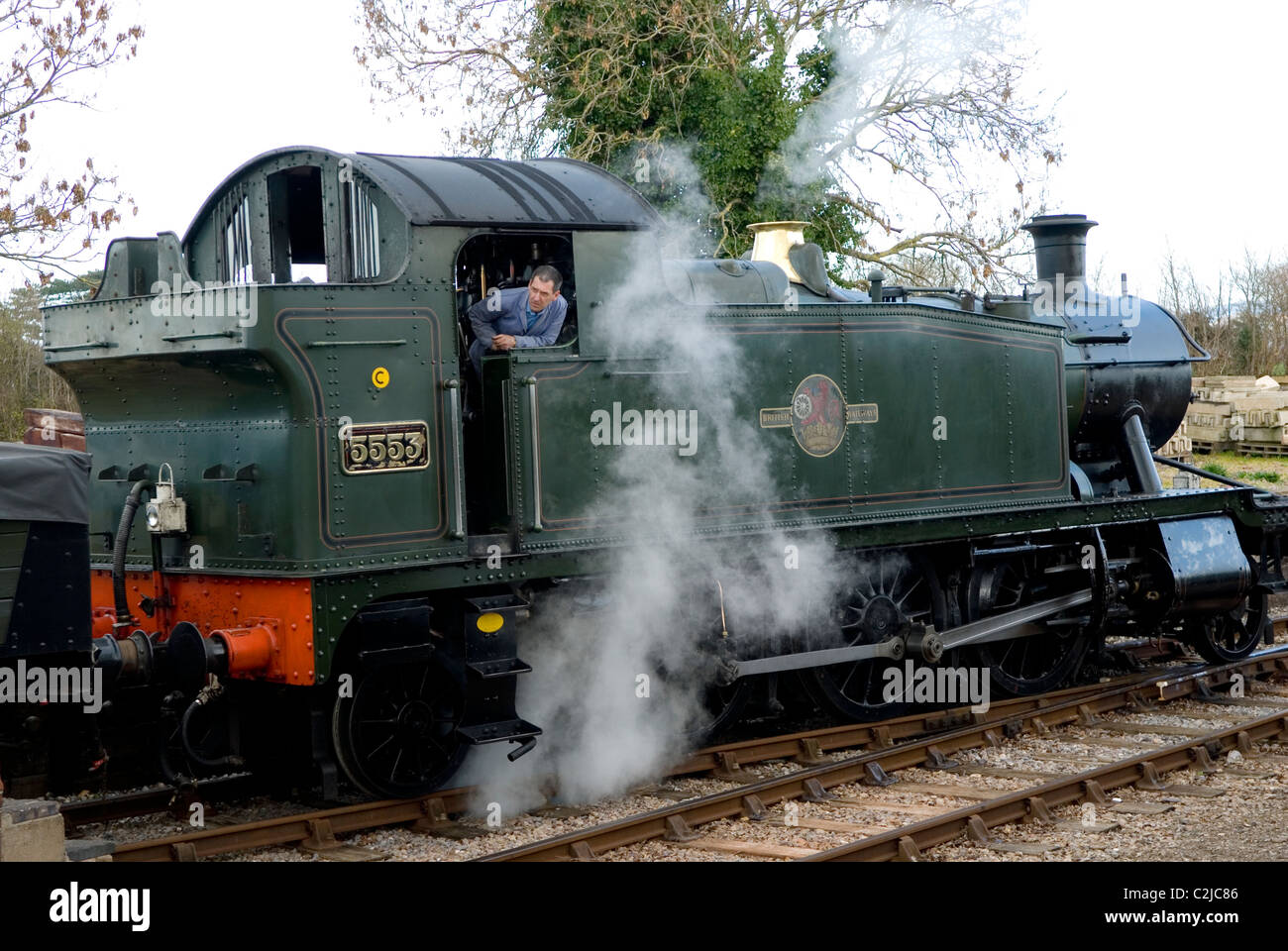 Motore a vapore a Dunster ferroviarie, Somerset, Inghilterra Regno Unito 2011 Foto Stock