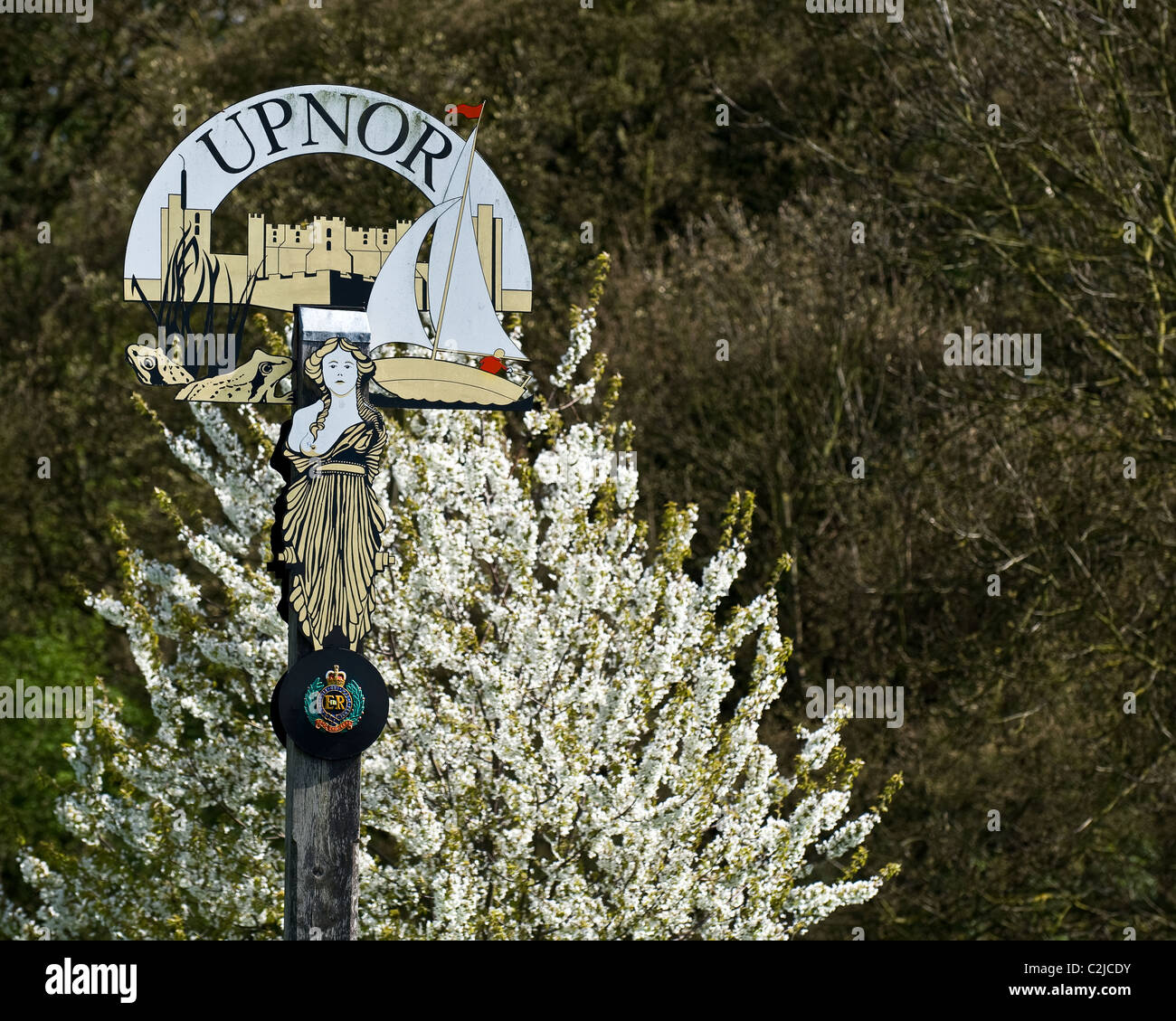 Villaggio Upnoe segno. Fotografia di Gordon Scammell. Foto di Gordon Scammell Foto Stock