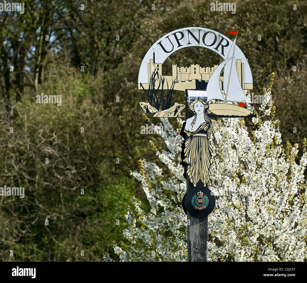 Villaggio Upnor segno. Fotografia di Gordon Scammell. Foto di Gordon Scammell Foto Stock