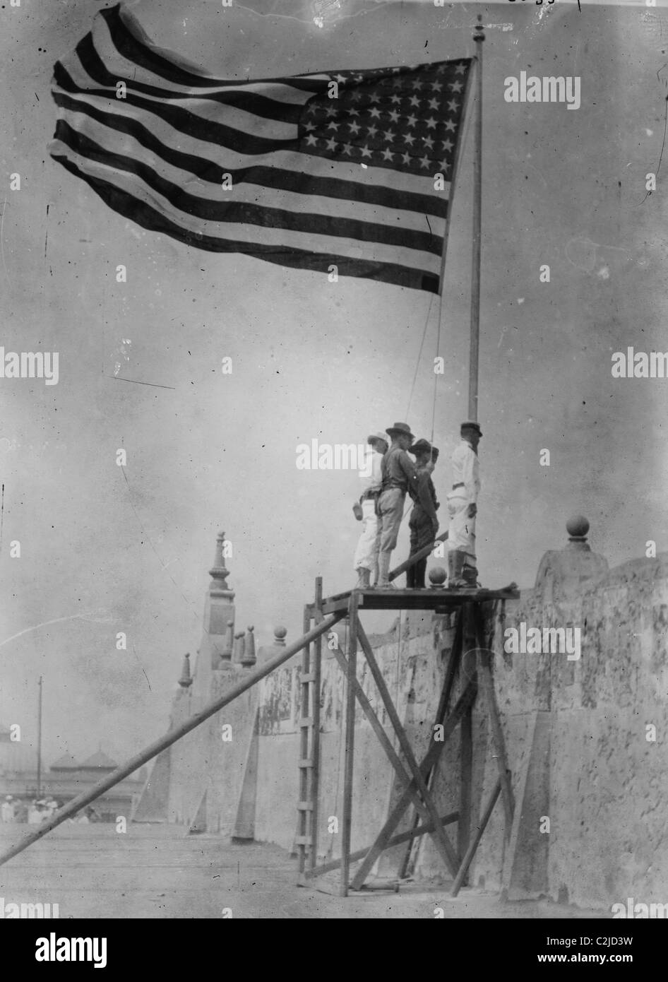 Come un risultato della vicenda di Tampico, i militari Usa invade il Messico e solleva la bandiera di Vera Cruz Foto Stock