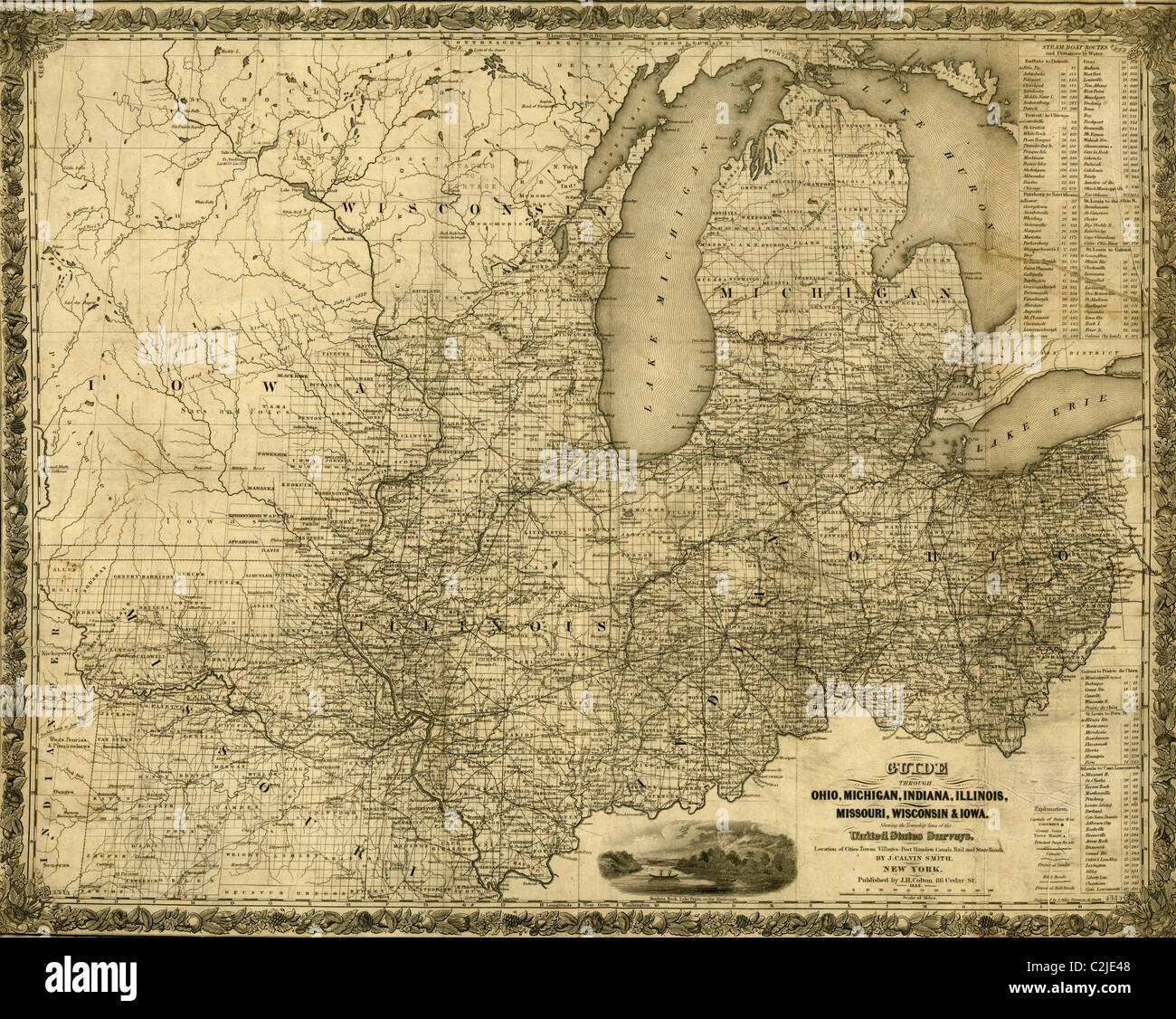 Ohio, Michigan, Indiana, Illinois, Missouri, Wisconsin & Iowa - 1840 Foto Stock