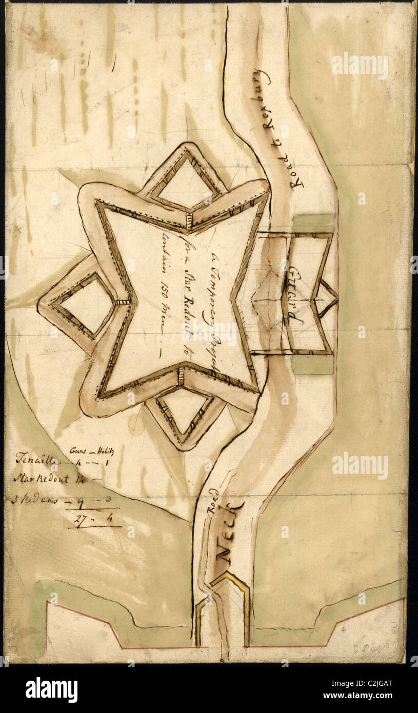 Le difese di Boston Star Redoubt - 1779 Foto Stock