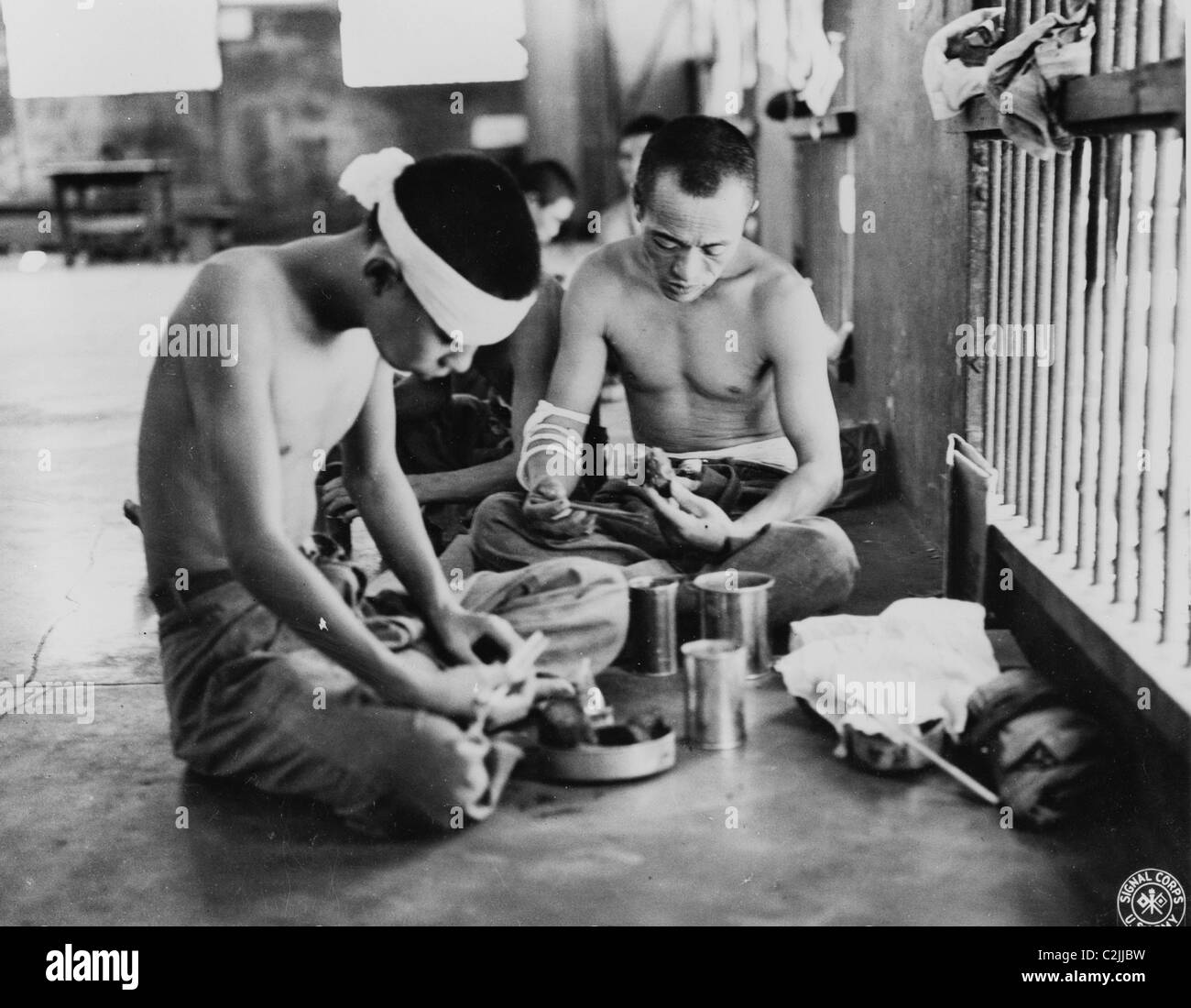 Alimentazione prigionieri giapponese Foto Stock