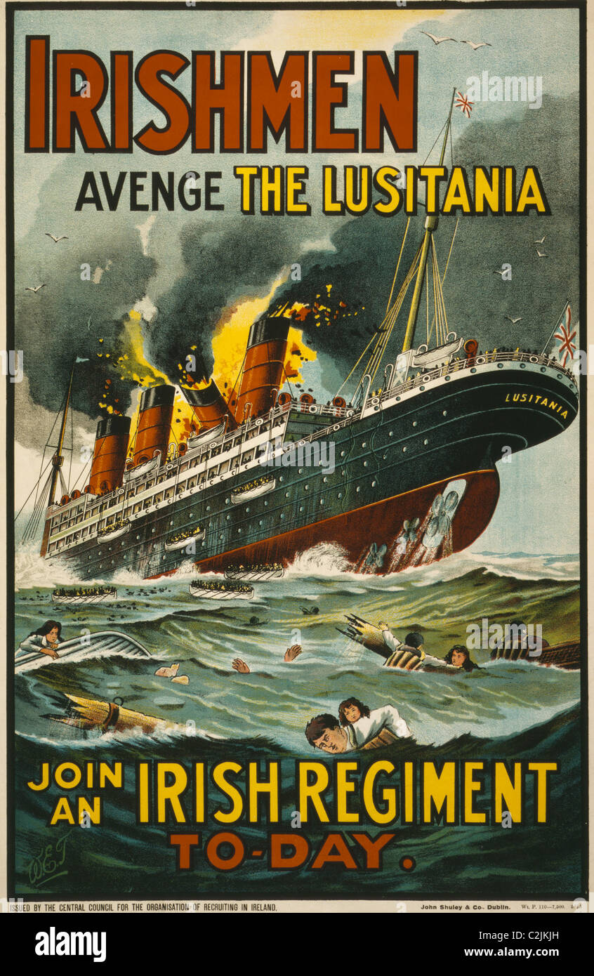 Irlandesi - vendicare la Lusitania. Unisciti a un reggimento irlandese per giorno Foto Stock