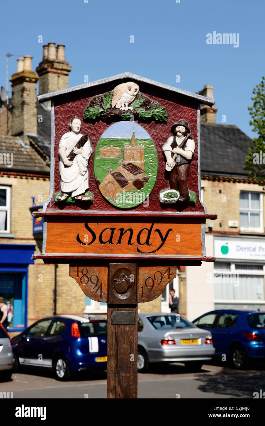 Città firmare Sandy Bedfordshire Foto Stock