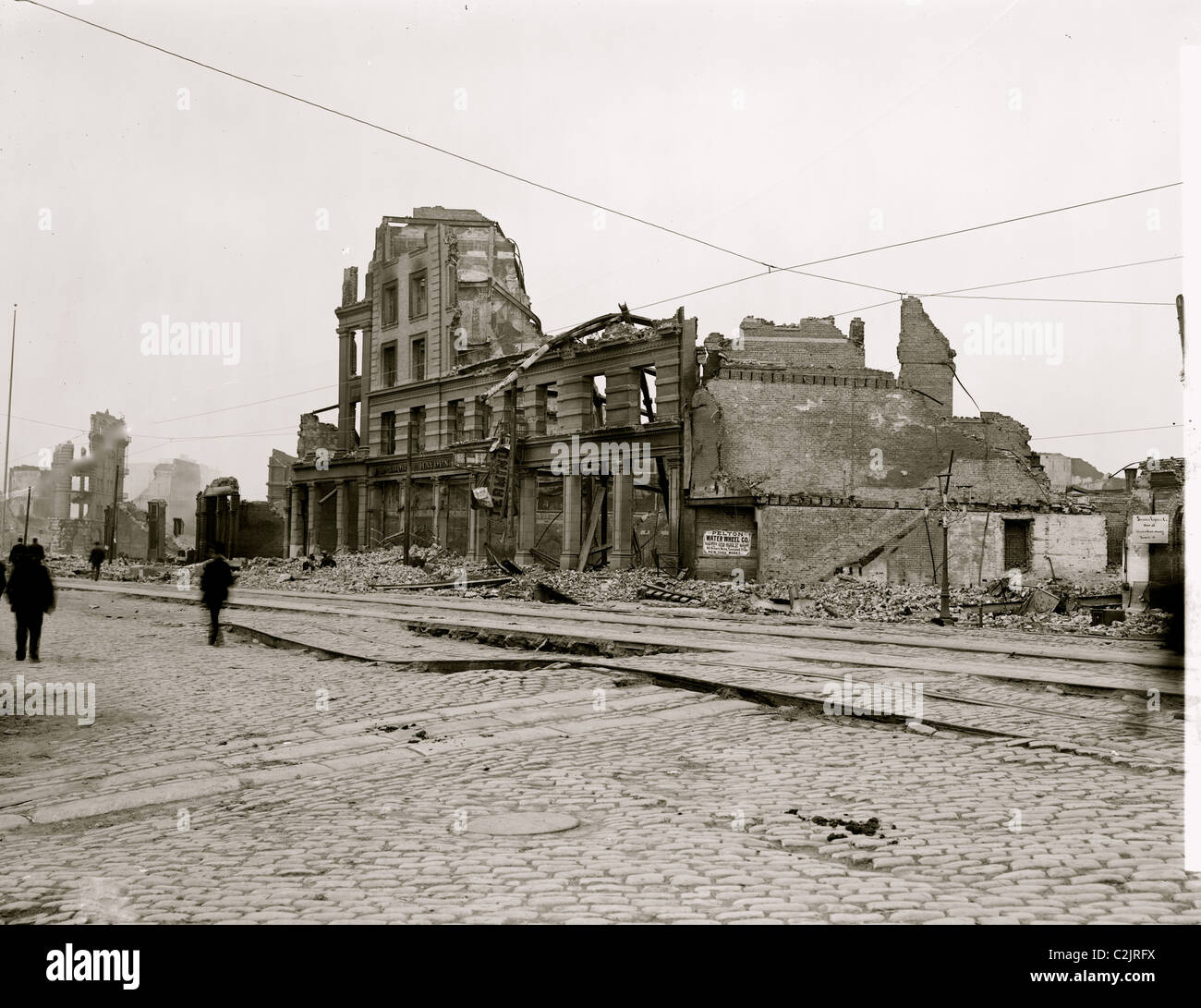 Piedi di Market Street, mostrando terremoto sconvolgimento, San Francisco, Cal. Foto Stock