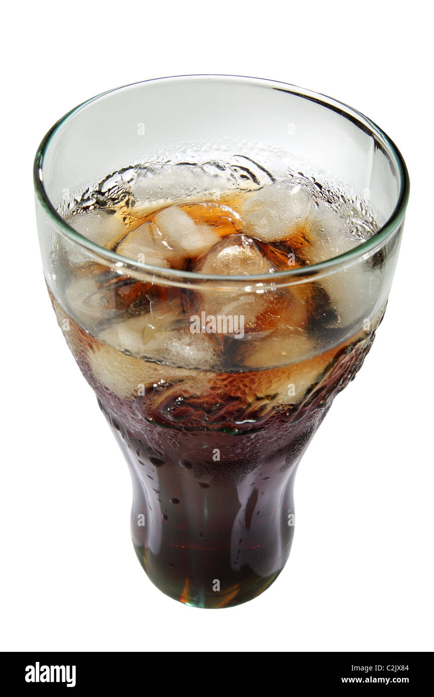 Coca cola in vetro drink di ghiaccio Foto Stock