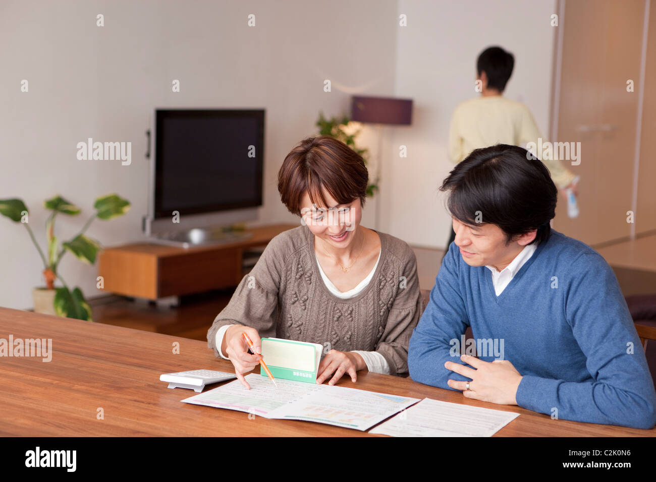 I genitori lo studio domestico Piano finanziario Foto Stock