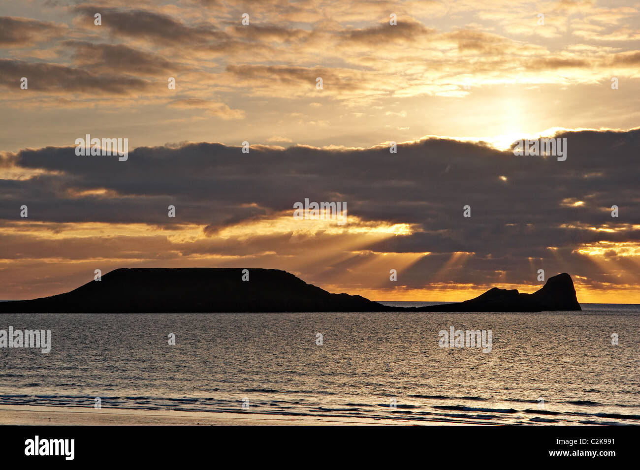 Testa di Worms, Rhossili Bay, Gower, Galles Foto Stock