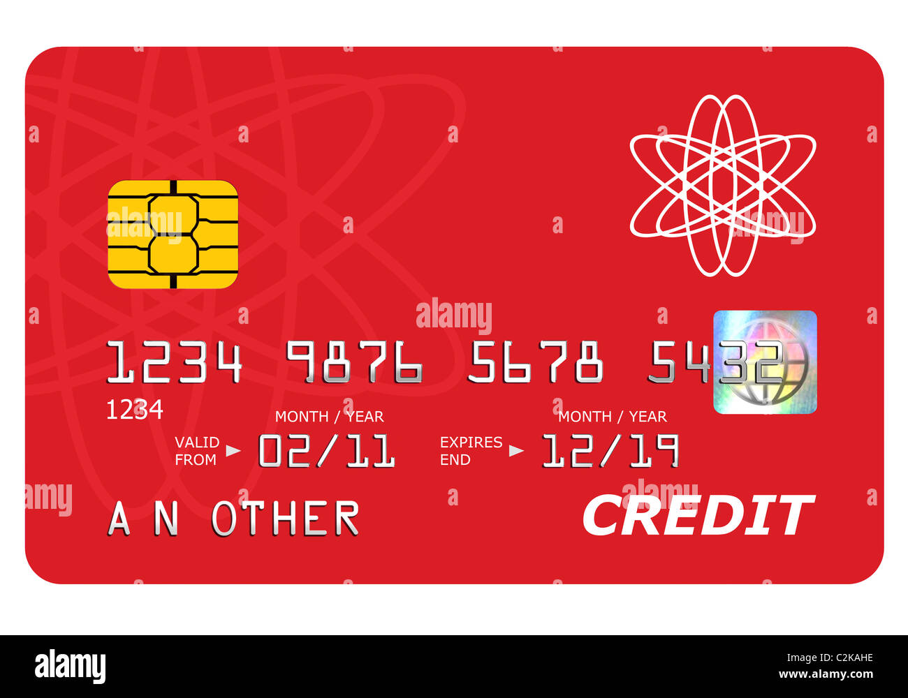 Tutto ciò che è presente su una simulazione carta di credito tra cui l'ologramma è stato progettato da me, il numero e il nome è generico. Foto Stock
