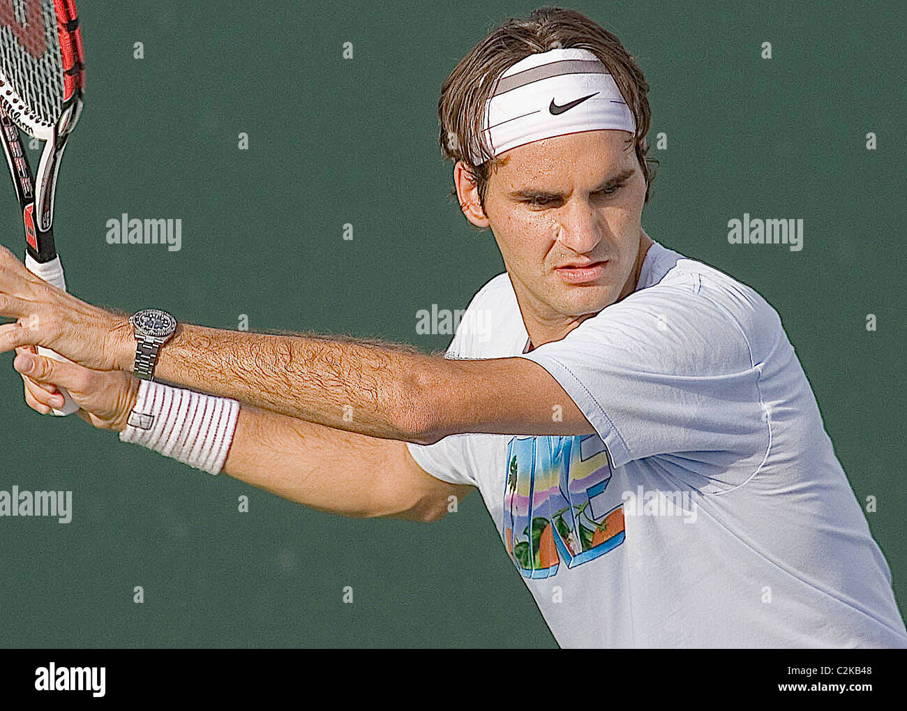 Roger Federer 2008 Pacific Life Open il torneo di tennis di Indian Wells,  California - 12.03.08 Matteo Hynes Foto stock - Alamy