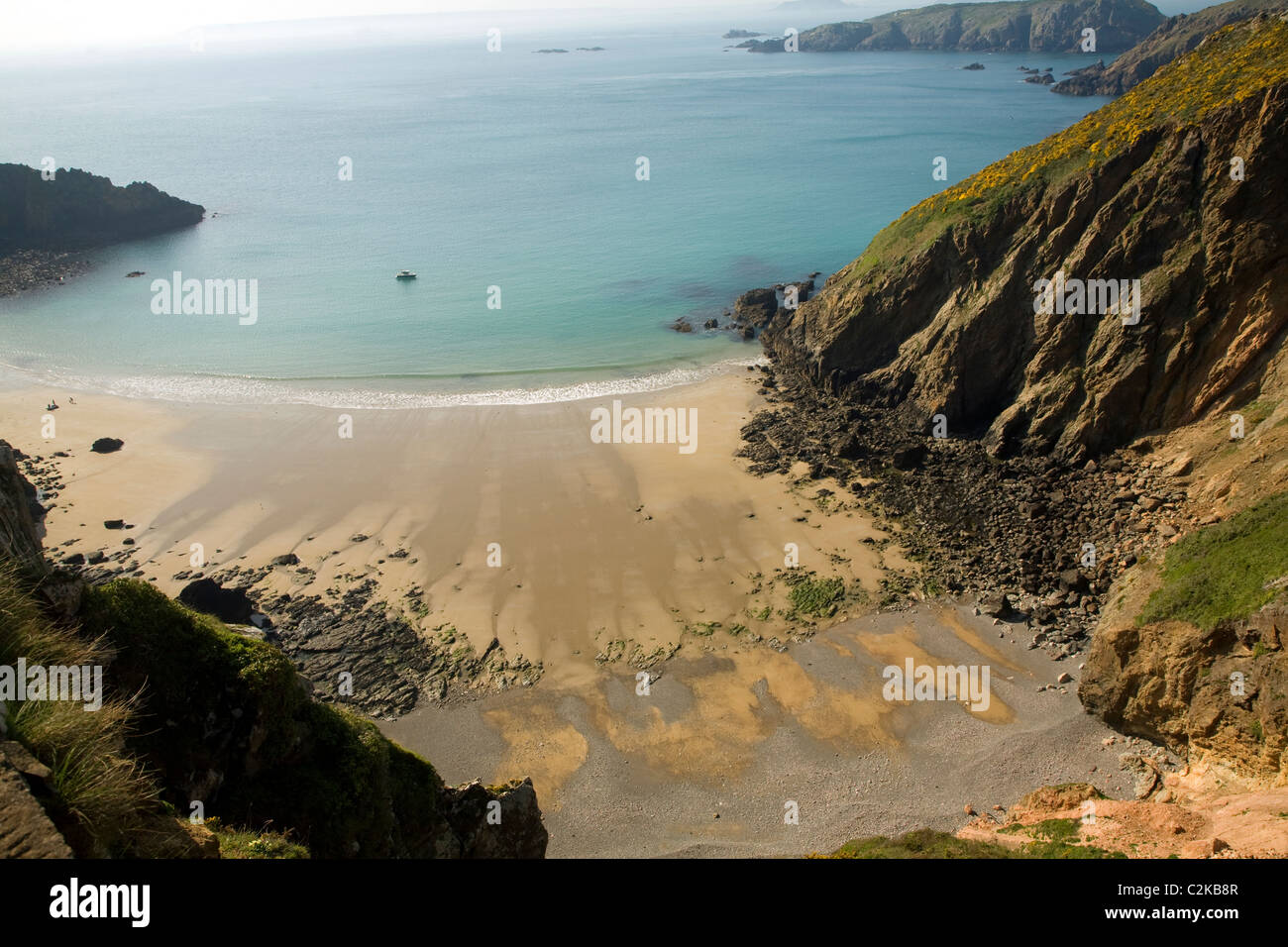 La Grand Greve beach island Sark Isole del Canale Foto Stock