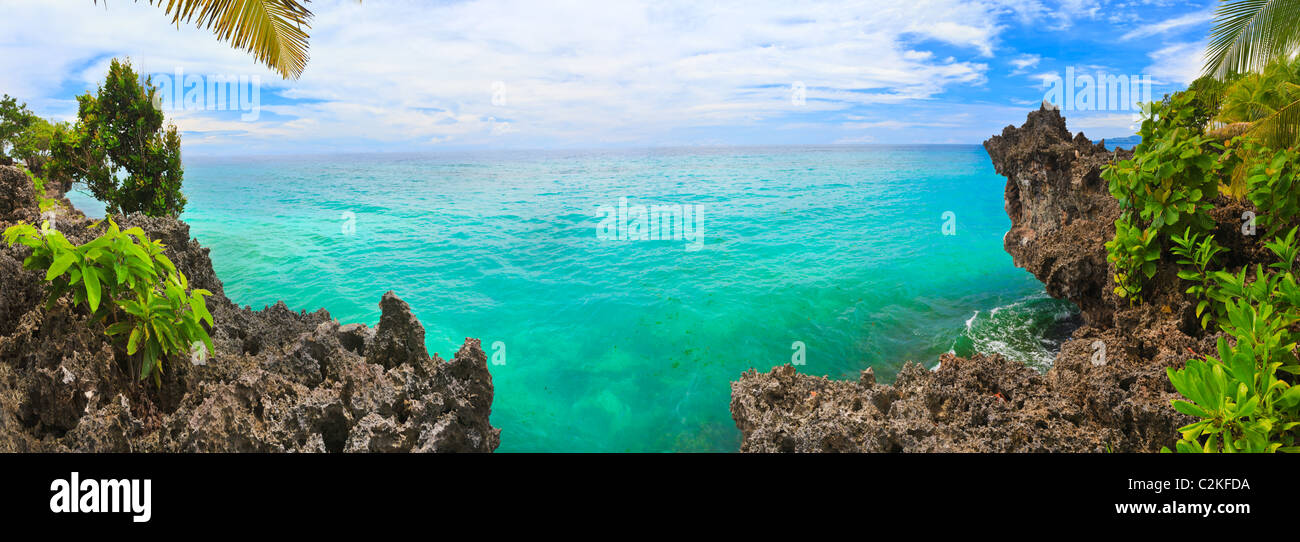 Panorama della laguna tropicale. A Bohol. Filippine Foto Stock