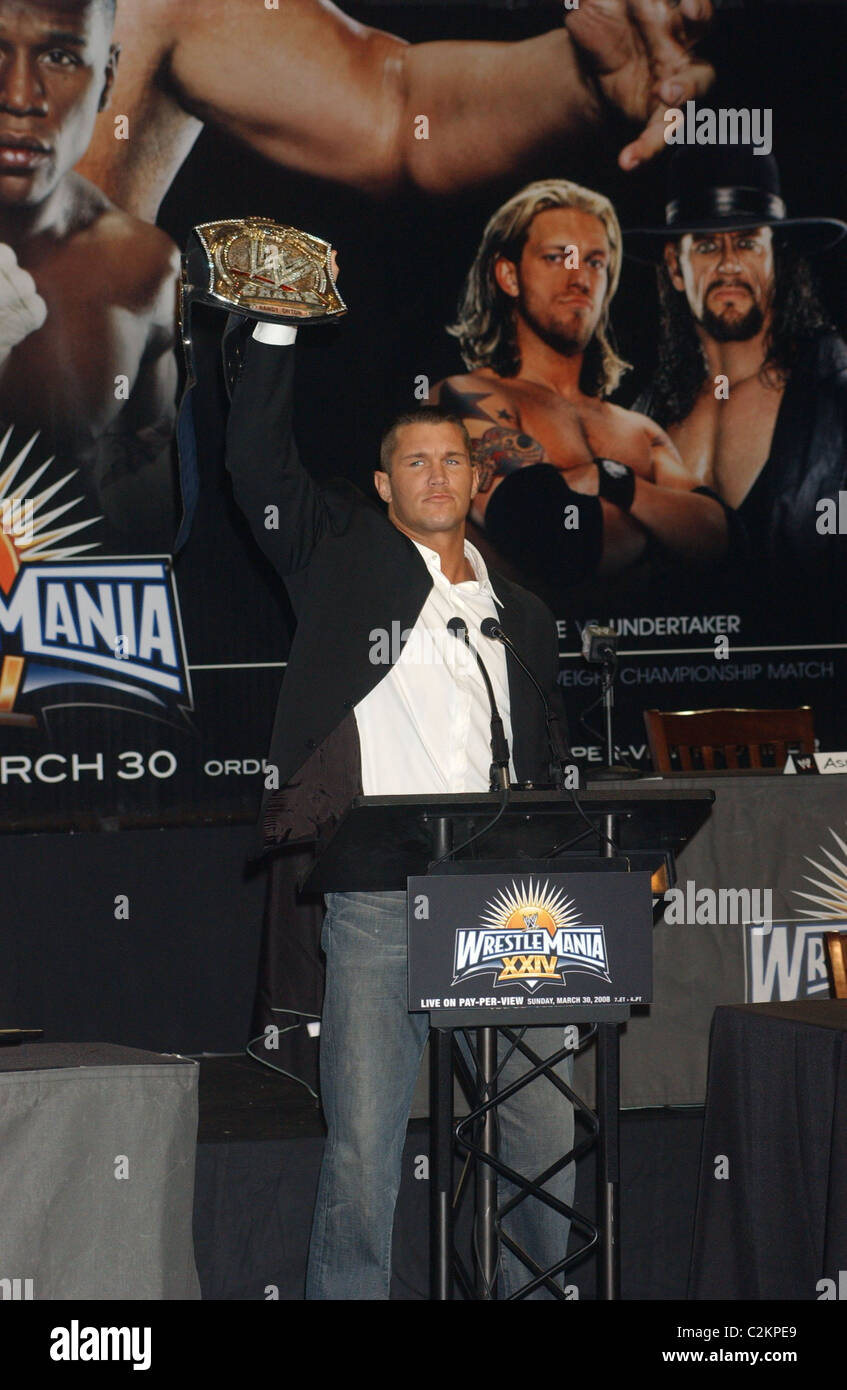 Randy Orton conferenza stampa al Hard Rock Cafe Times Square per WrestleMania XXIV che si svolgerà domenica 30 marzo 2008, Foto Stock