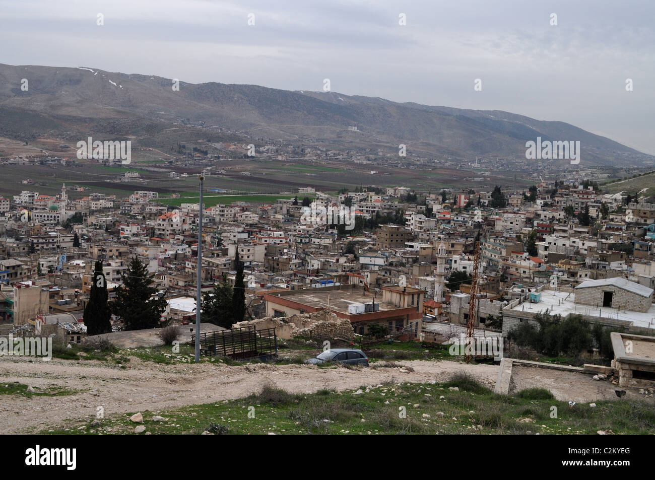Majdal Anjar, Bekaa Valley, vicino a Syria-Lebanese frontiera meridionale e la strada di Damasco Foto Stock