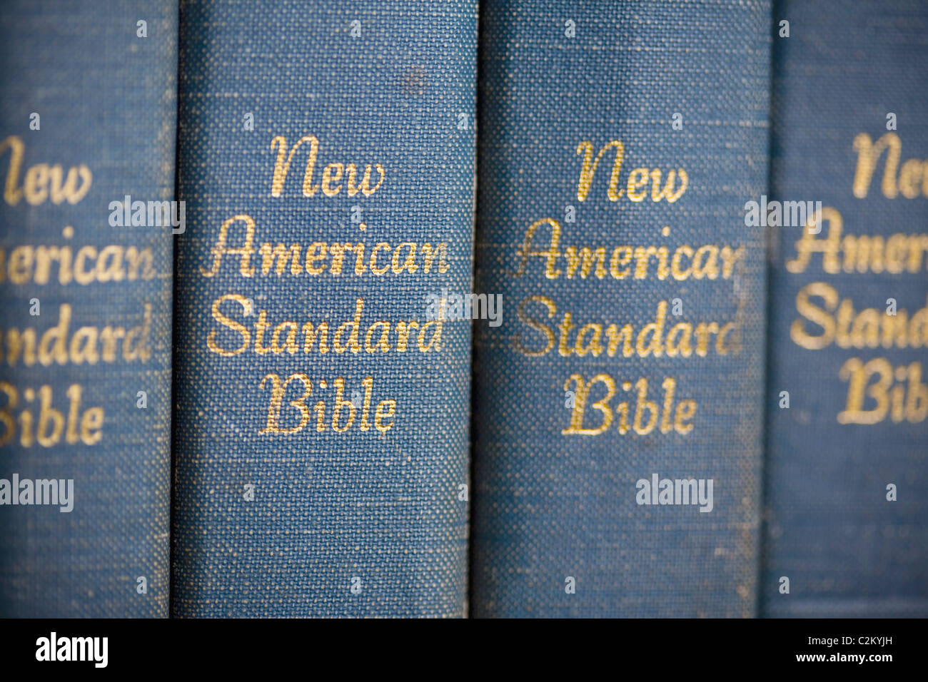 Copie del nuovo standard americano la Bibbia in una riga Foto Stock