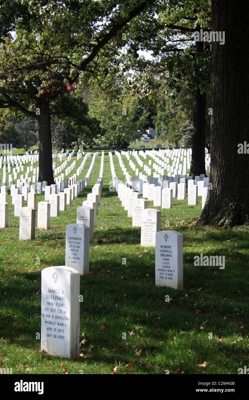 Lapidi al Cimitero Nazionale di Arlington USA 12 Ottobre 2010 Foto Stock