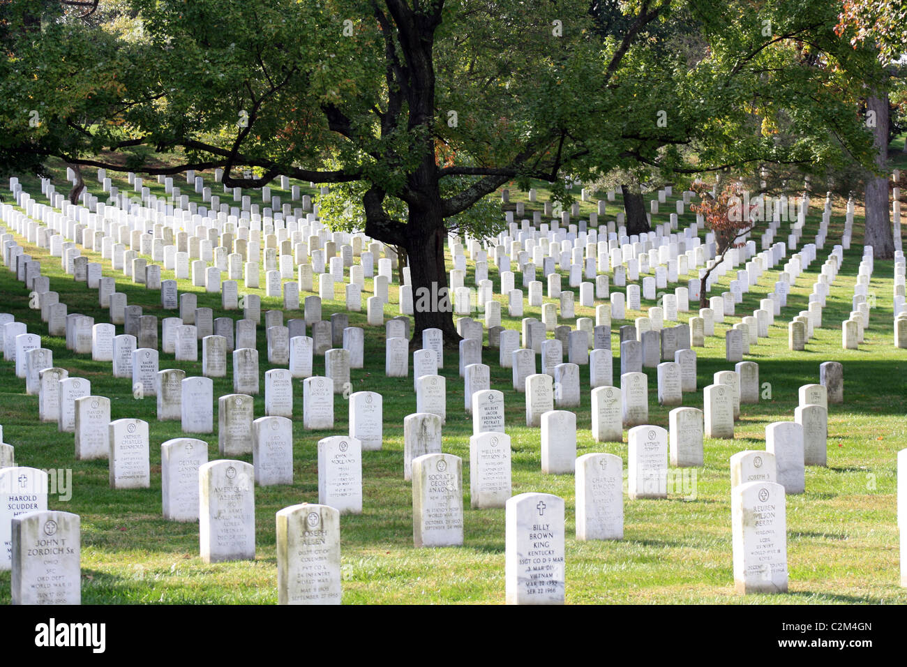 Lapidi al Cimitero Nazionale di Arlington USA 12 Ottobre 2010 Foto Stock