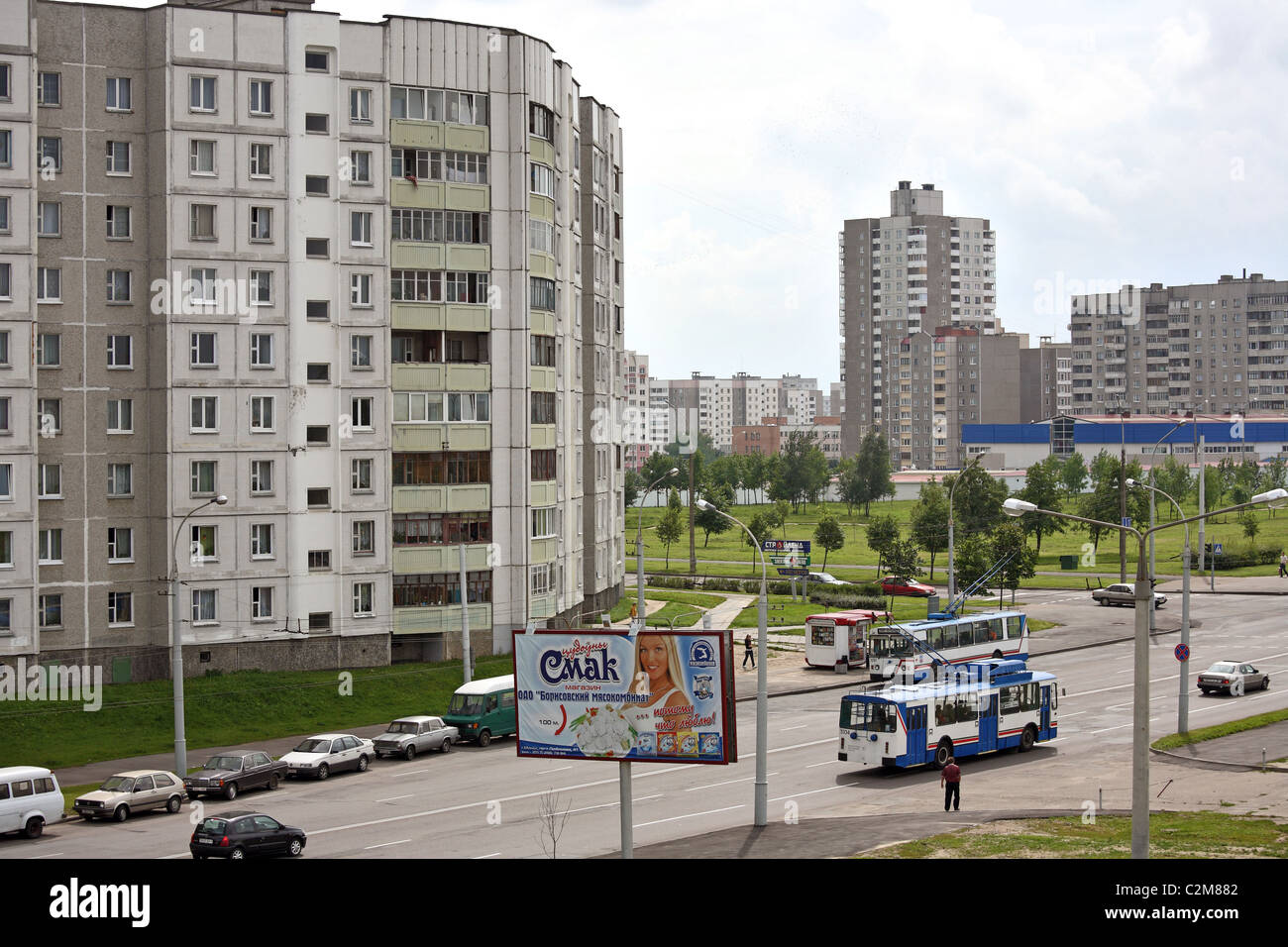 I blocchi di appartamenti in una zona residenziale, Minsk, Bielorussia Foto Stock