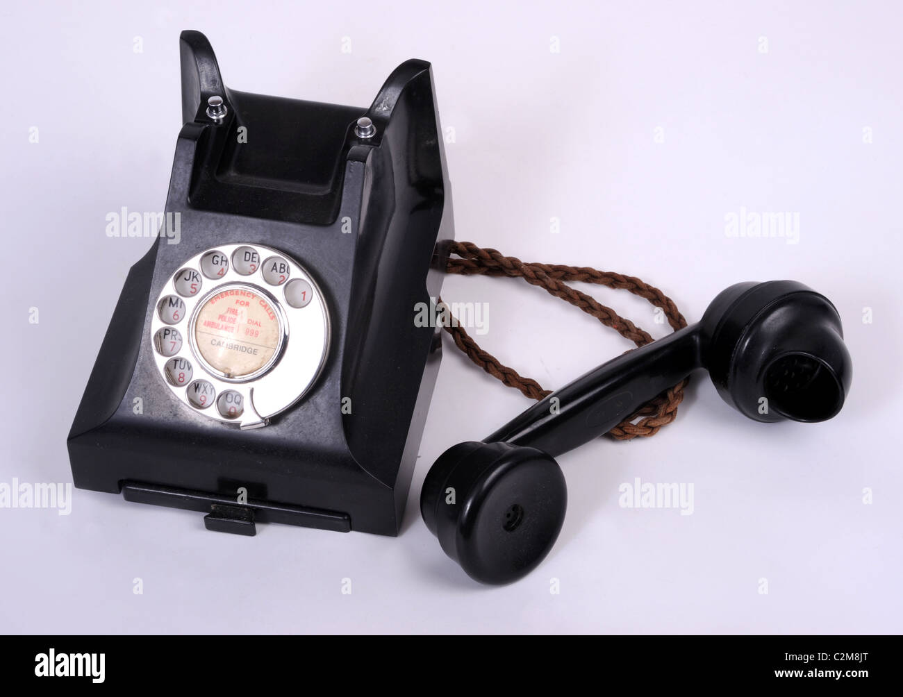 Un vecchio tipo di composizione degli anni cinquanta bakelite telefono. Foto Stock