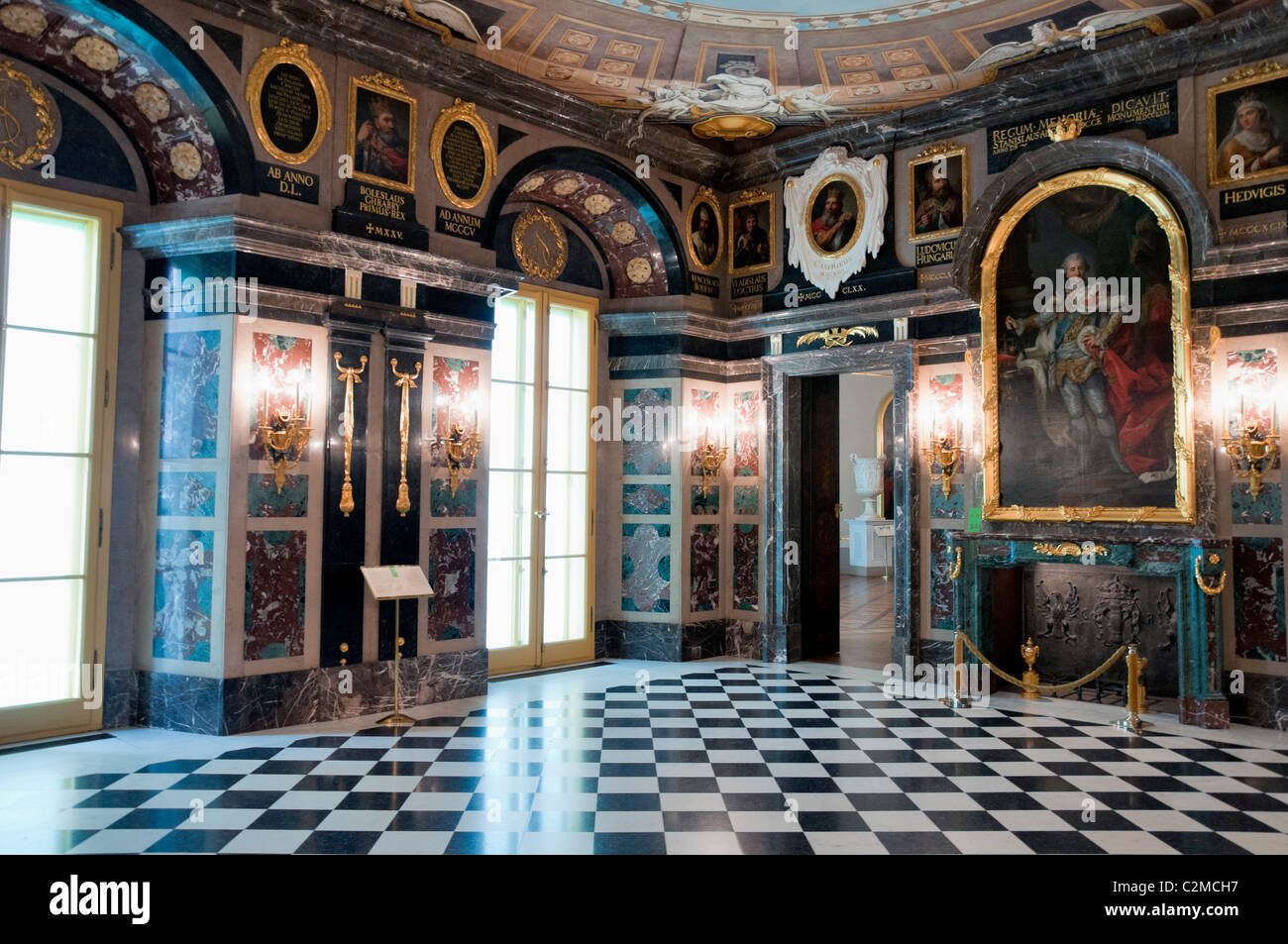 Sala di marmo e gli interni del Castello Reale di Varsavia Foto Stock