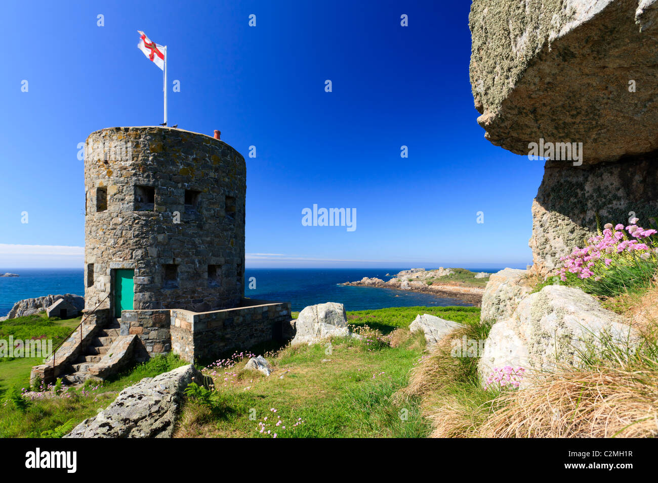 Martello Tower a Guernsey Foto Stock