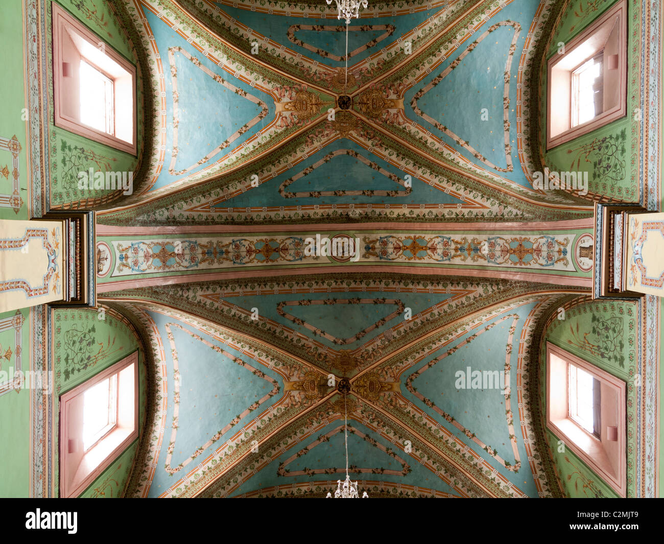 Volta della navata della chiesa di San Agustin, Quito Ecuador Foto Stock