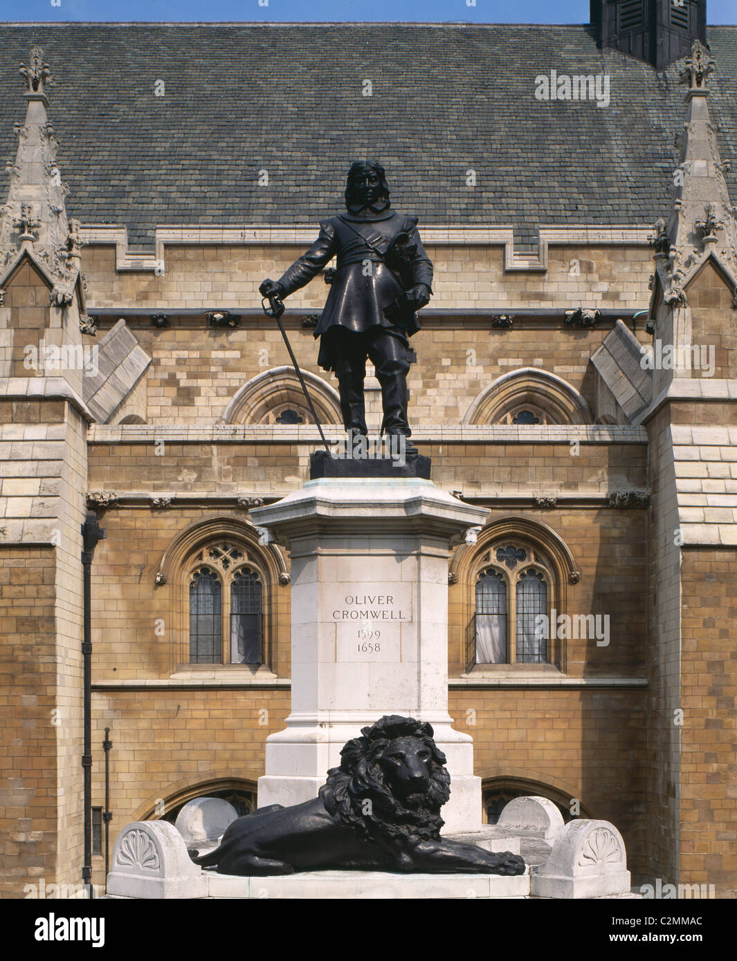 Statua di Oliver Cromwell, Westminster, London. Foto Stock