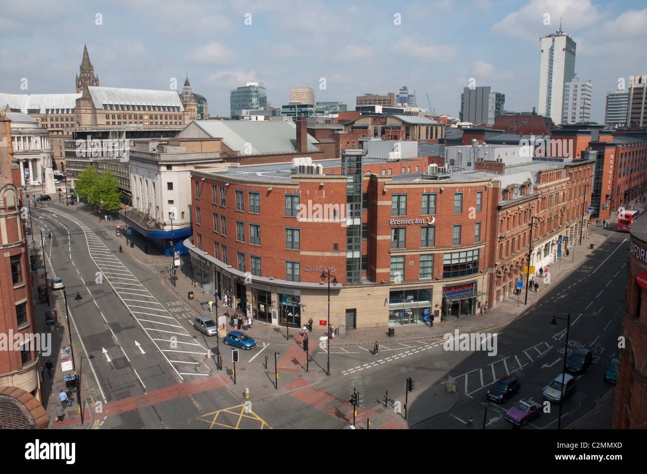 Manchester street scene, incrocio di Oxford Street e Portland Street. Foto Stock