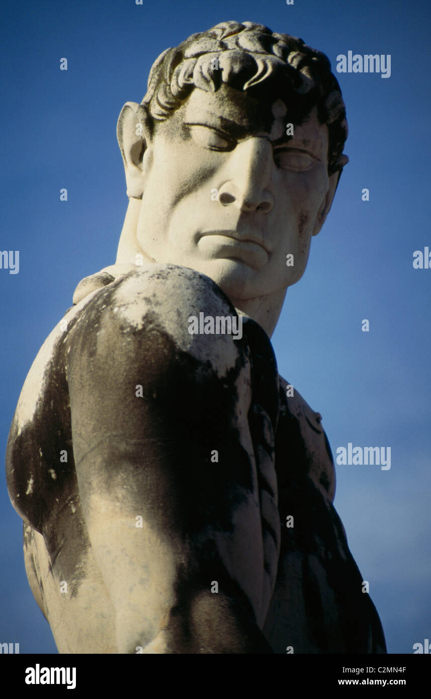 Statua Mussolini lo stadio sportivo Roma Foro Italico 1933 Foto Stock