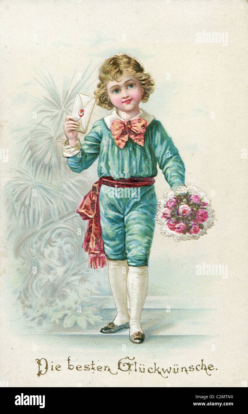 Il vecchio tedesco cartoline di auguri. (Die besten Glückwünsche!) Foto Stock