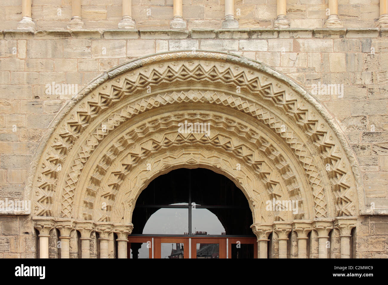 Selby Abbey ingresso ovest dettagli architettonici di Arco porta Foto Stock