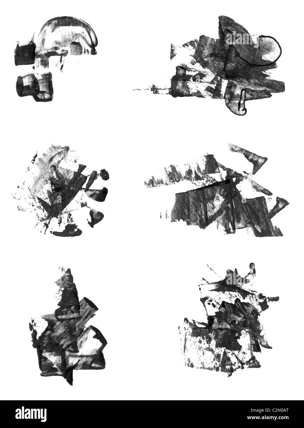 Impostare isolate di grunge textured inchiostro e acquerello spazzole. Nizza di singoli elementi di design. Foto Stock