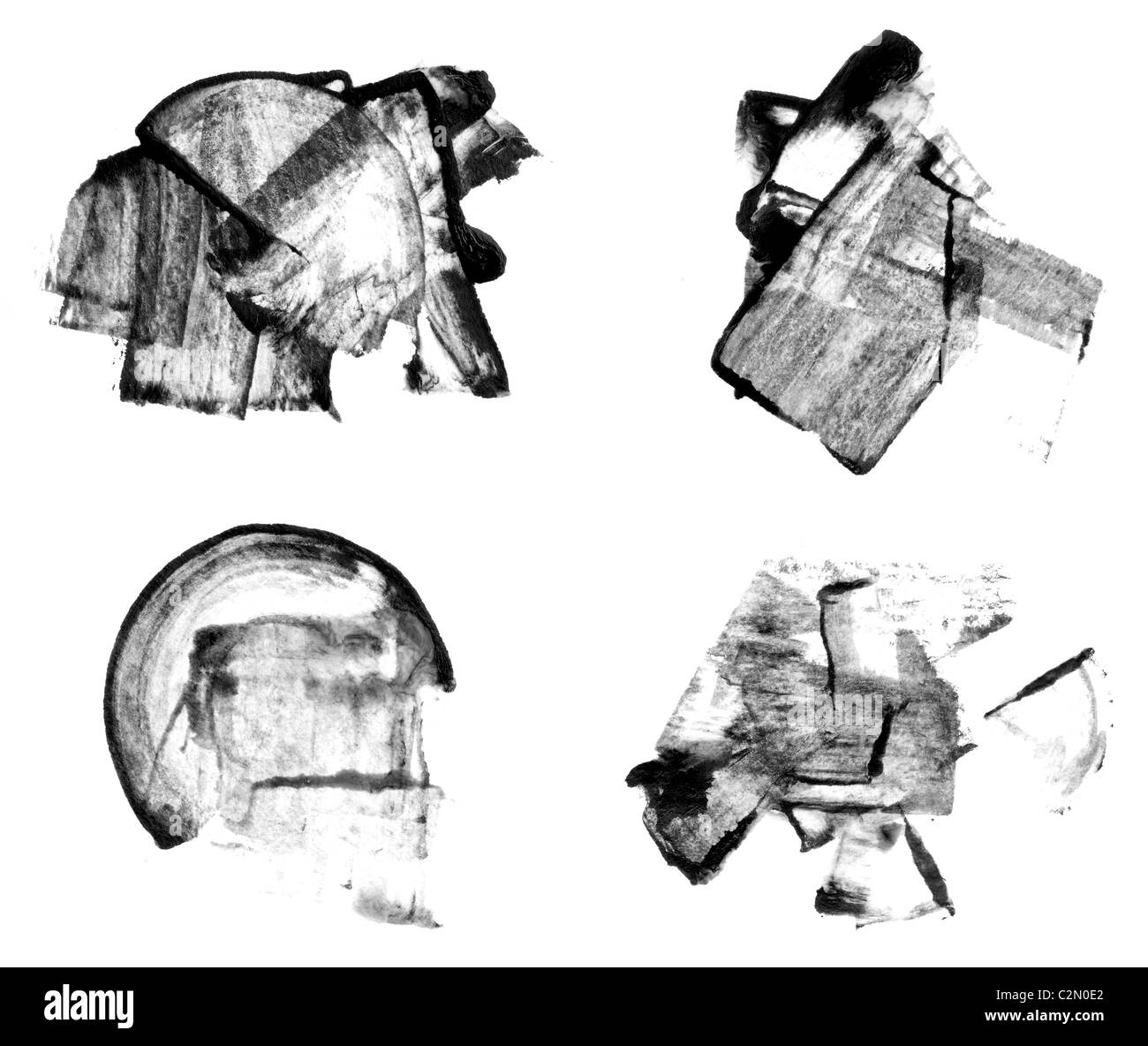 Impostare isolate di grunge textured inchiostro e acquerello spazzole. Nizza di singoli elementi di design. Foto Stock