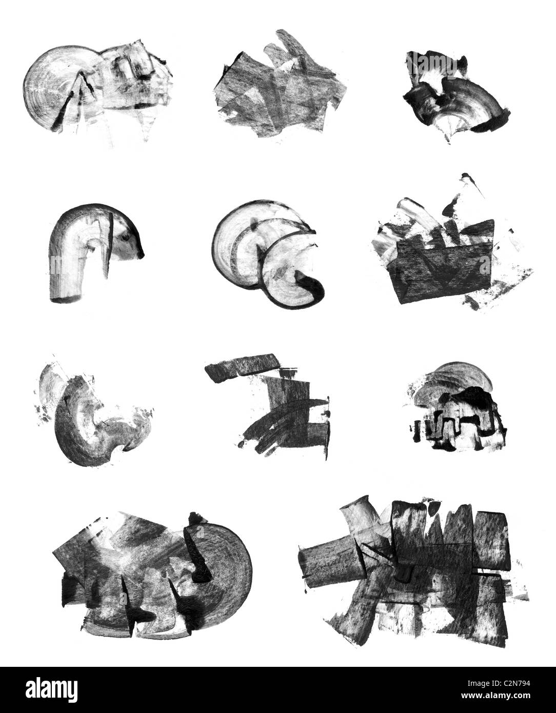 Impostare isolate di grunge textured inchiostro e acquerello gli elementi di design Foto Stock