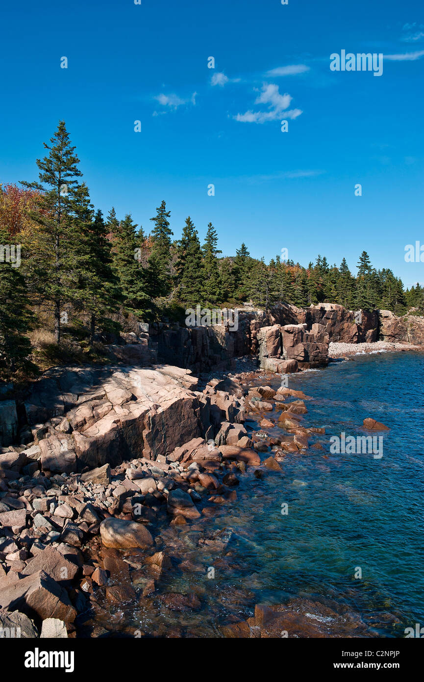Il paesaggio costiero, ocean drive, acadia np, Maine, ME, Stati Uniti d'America Foto Stock