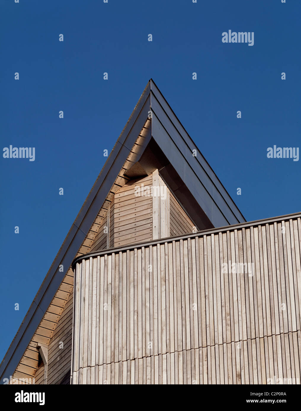 Museo Marittimo Nazionale Cornwall, Falmouth . Esterno di rivestimento in legno dettaglio del tetto. Foto Stock