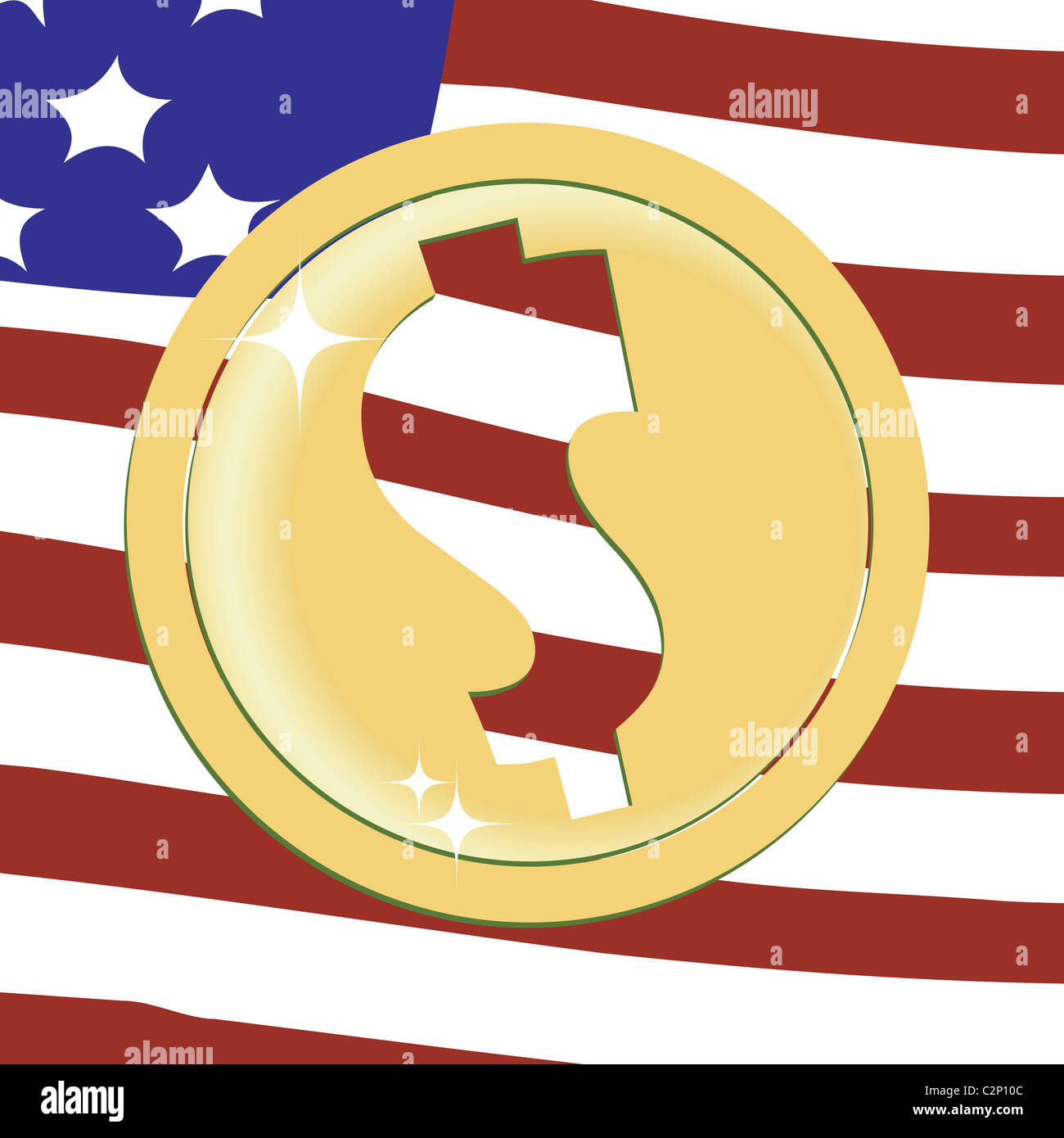 Dollaro emblema dorato Foto Stock
