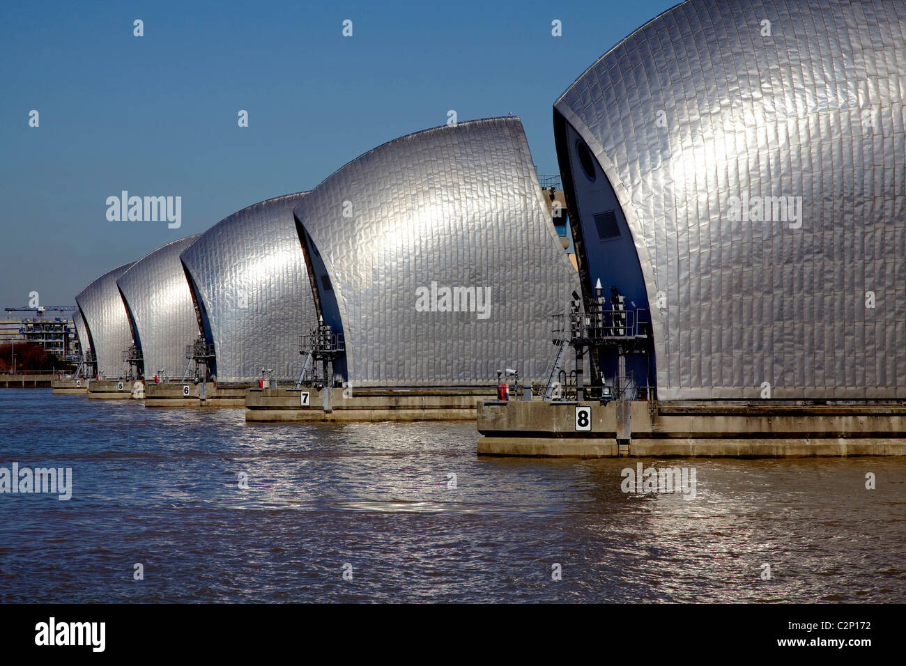 Thames Barrier a Woolwich Foto Stock