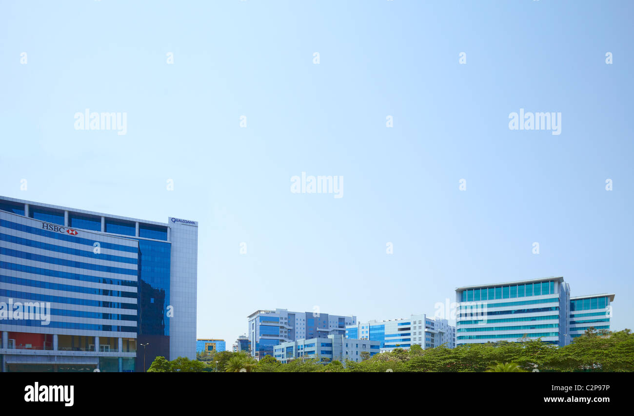 India, Hyderabad, lo sviluppo, la crescita, business, colore, colori, vibrante, street, nuovi e vecchi, Holi, finanza, denaro, vista aerea, Foto Stock