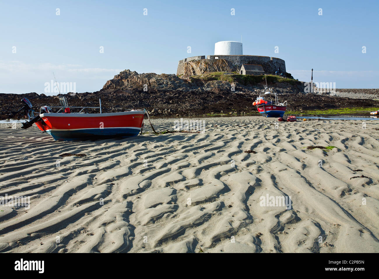 Fort Grey, Rocquaine Bay Saint Peter, Guernsey, Regno Unito Foto Stock