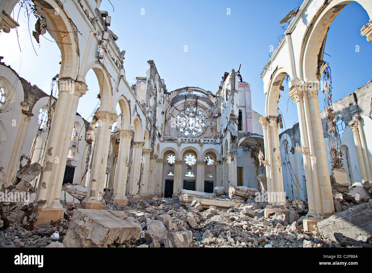 Crollato a Port au Prince la cattedrale di Notre Dame Un anno dopo il 2010 Terremoto ad Haiti Foto Stock