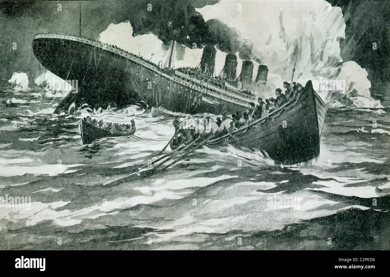 RMS Titanic della White Star Line Sinking intorno alle 2.20, lunedì mattina, 15 aprile 1912. Foto Stock