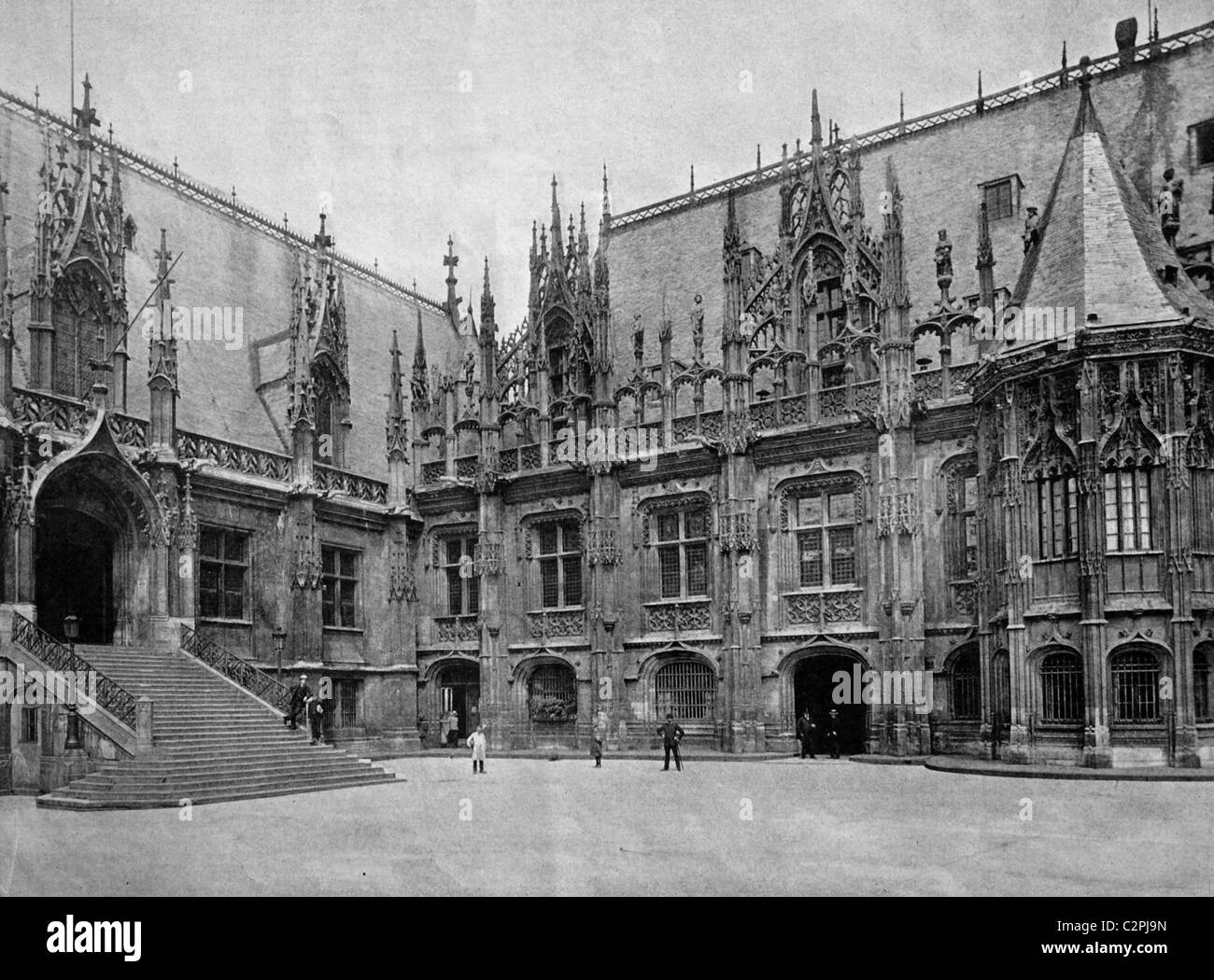 Autotype precoce del Palais de Justice o il Palazzo di Giustizia, Rouen, Alta Normandia, Francia, foto storiche, 1884 Foto Stock