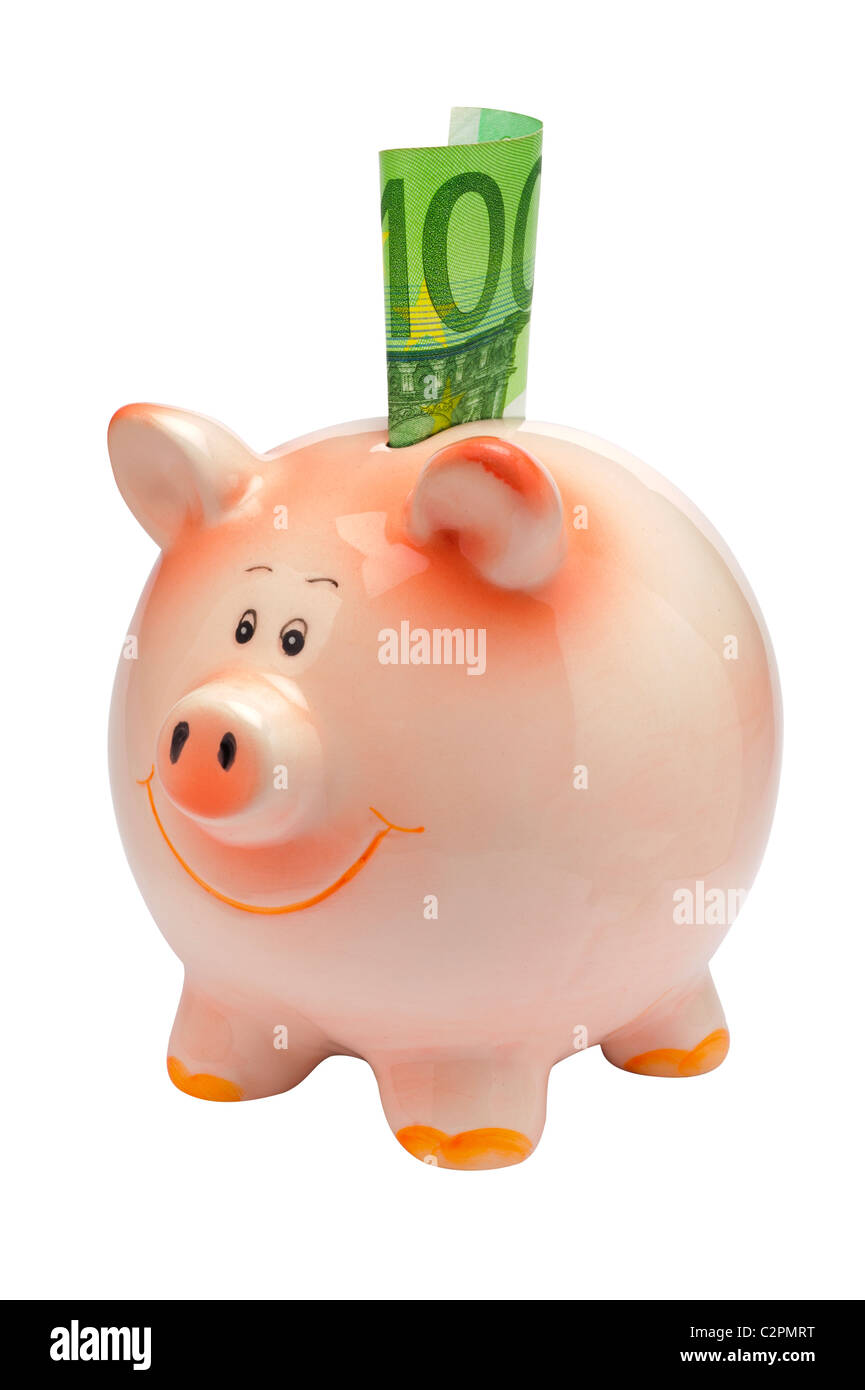 Salvadanaio e euro Foto Stock