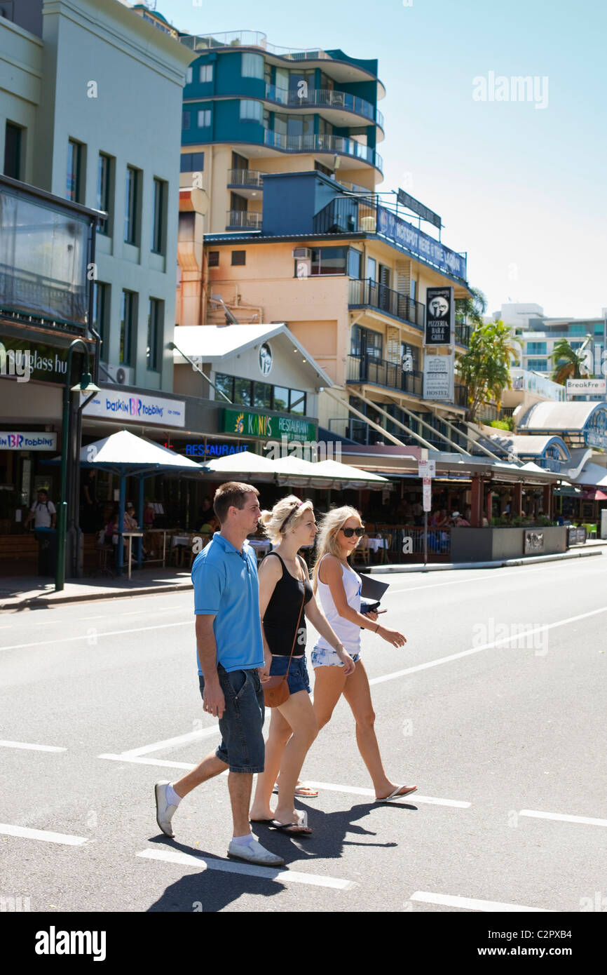 La sistemazione e il quartiere ristorante dell'Esplanade. Cairns, Queensland, Australia Foto Stock