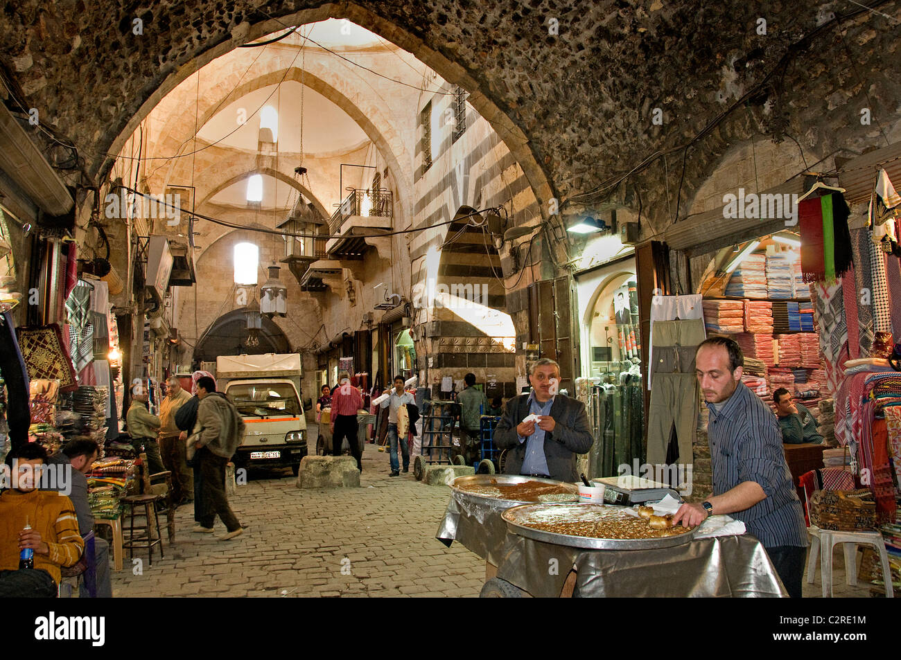 Aleppo Bazaar Souk Souq città mercato città Siria Syrian Medio Oriente Foto Stock