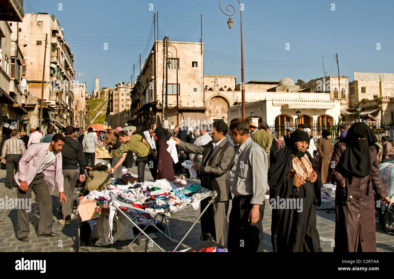 Aleppo Bazaar Souk Souq città mercato città Siria Syrian Medio Oriente Foto Stock